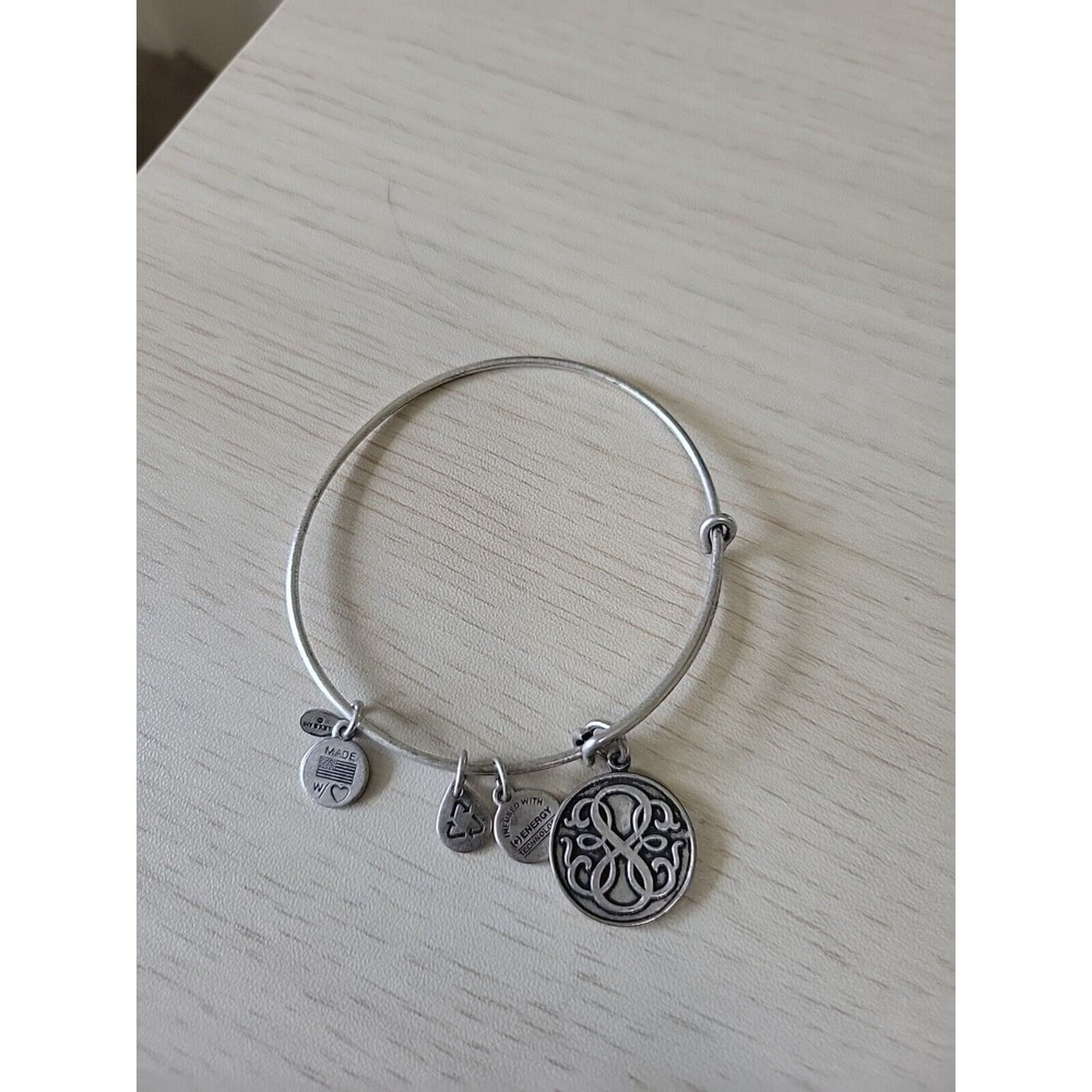 Alex and Ani Path Of Life Charm Silvertone Expandable Bangle Bracelet Medallion